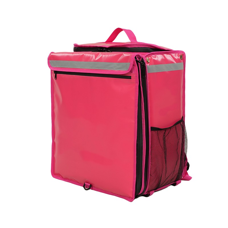 expandable delivery bag, top-opening insulated bag, mesh pocket food bag, adjustable capacity courier bag, rider delivery backpack, thermal delivery box