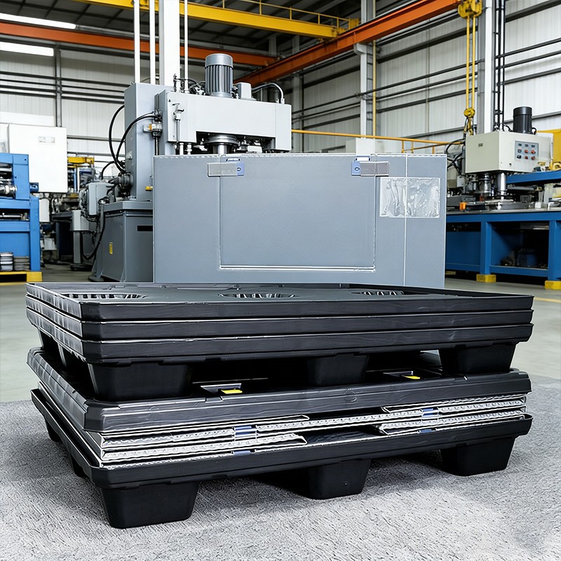 DeliverKingdom, ergonomic pallet box, safe logistics container, industrial sleeve pack, drop-door pallet bin, workplace safety packaging, lightweight shipping crate.