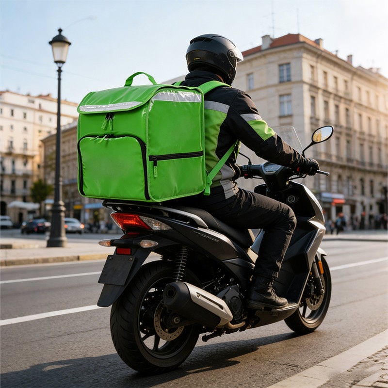 insulated delivery backpack, thermal food bag, waterproof courier bag, wholesale delivery bags, food logistics equipment, 69L thermal carrier, reflective delivery backpack, pizza delivery bag