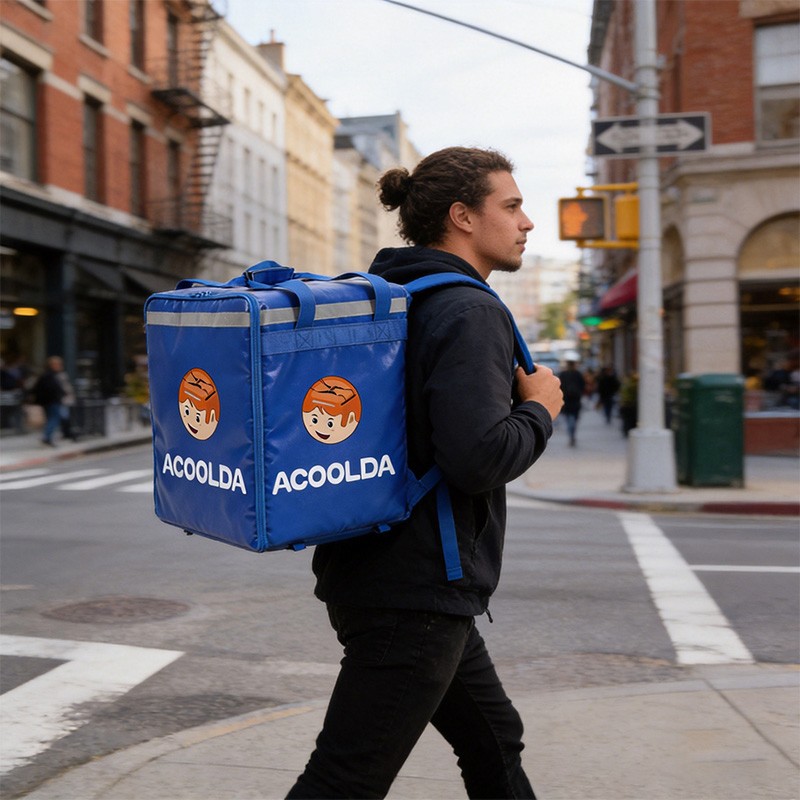 scooter delivery backpack, insulated catering box, rider thermal carrier, takeaway backpack wholesale, restaurant fleet delivery pouch, food logistics transport container, professional courier pack, heated delivery gear